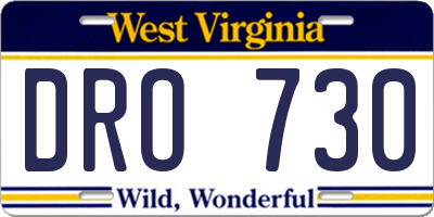 WV license plate DRO730
