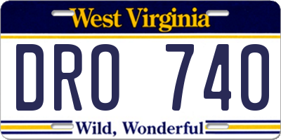 WV license plate DRO740