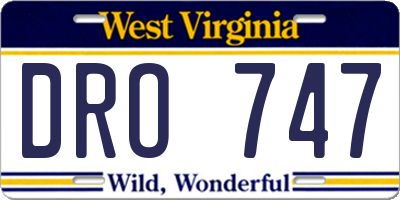 WV license plate DRO747