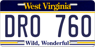 WV license plate DRO760