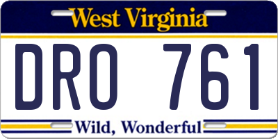 WV license plate DRO761