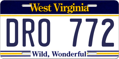 WV license plate DRO772