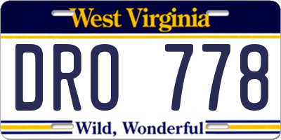 WV license plate DRO778