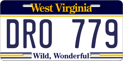 WV license plate DRO779