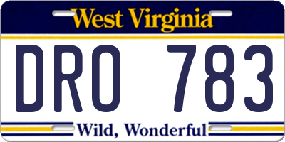 WV license plate DRO783