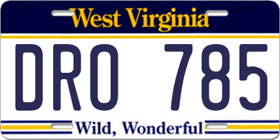 WV license plate DRO785