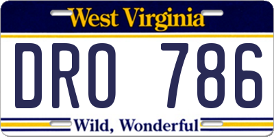 WV license plate DRO786