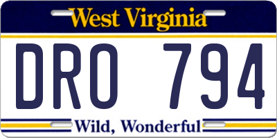 WV license plate DRO794