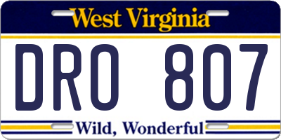 WV license plate DRO807