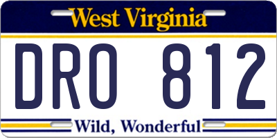WV license plate DRO812