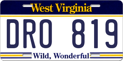 WV license plate DRO819