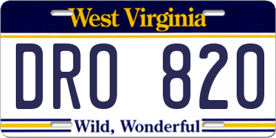 WV license plate DRO820