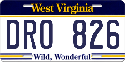WV license plate DRO826