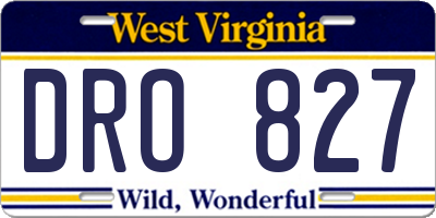 WV license plate DRO827