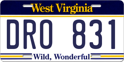 WV license plate DRO831