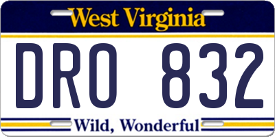 WV license plate DRO832