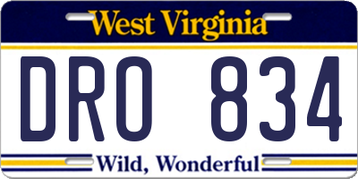 WV license plate DRO834