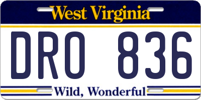 WV license plate DRO836