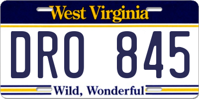 WV license plate DRO845
