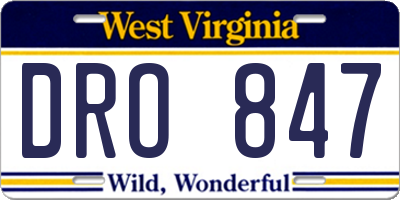 WV license plate DRO847