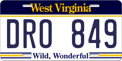 WV license plate DRO849
