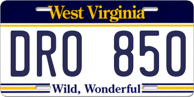 WV license plate DRO850