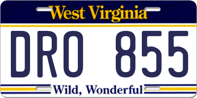 WV license plate DRO855