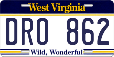 WV license plate DRO862
