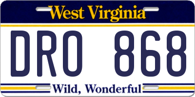 WV license plate DRO868