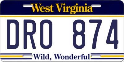 WV license plate DRO874