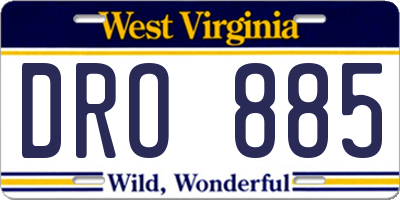 WV license plate DRO885