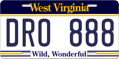 WV license plate DRO888
