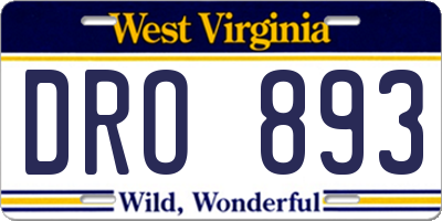 WV license plate DRO893