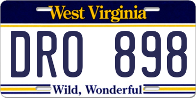 WV license plate DRO898