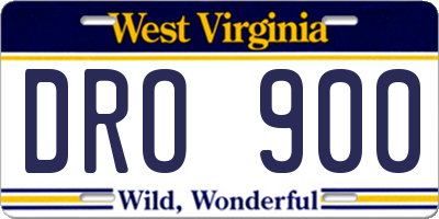 WV license plate DRO900