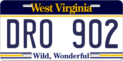 WV license plate DRO902