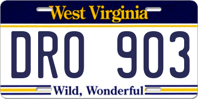WV license plate DRO903