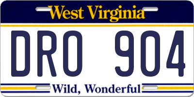 WV license plate DRO904