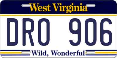 WV license plate DRO906
