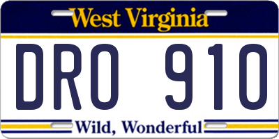 WV license plate DRO910