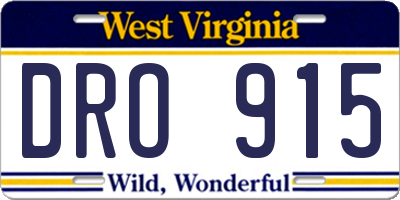 WV license plate DRO915