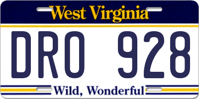 WV license plate DRO928