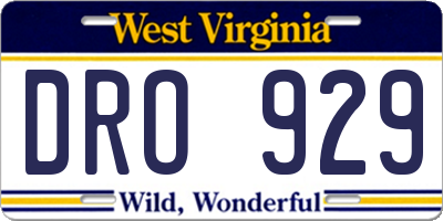 WV license plate DRO929