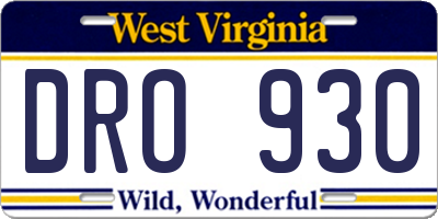 WV license plate DRO930
