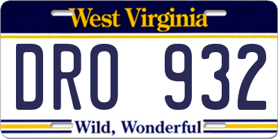 WV license plate DRO932