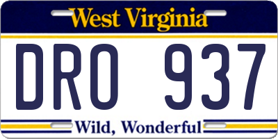 WV license plate DRO937