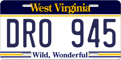 WV license plate DRO945