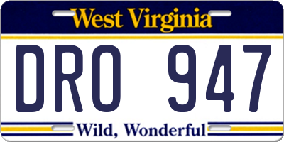 WV license plate DRO947
