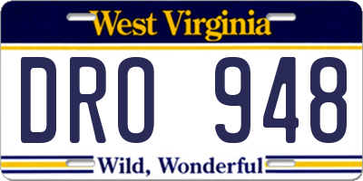 WV license plate DRO948