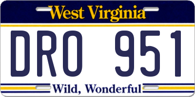 WV license plate DRO951